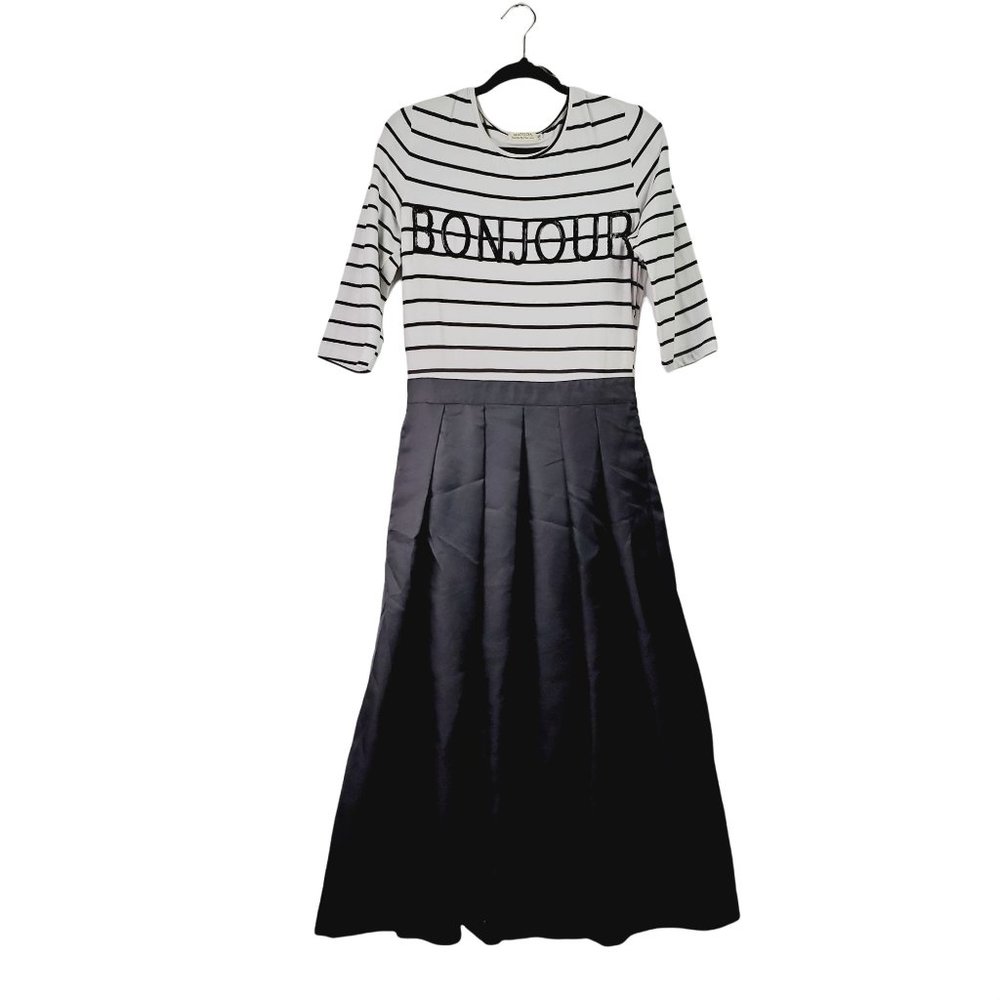 Matilda by True Love Bonjour A-Line Striped Dress Sz M - Picture 1 of 9